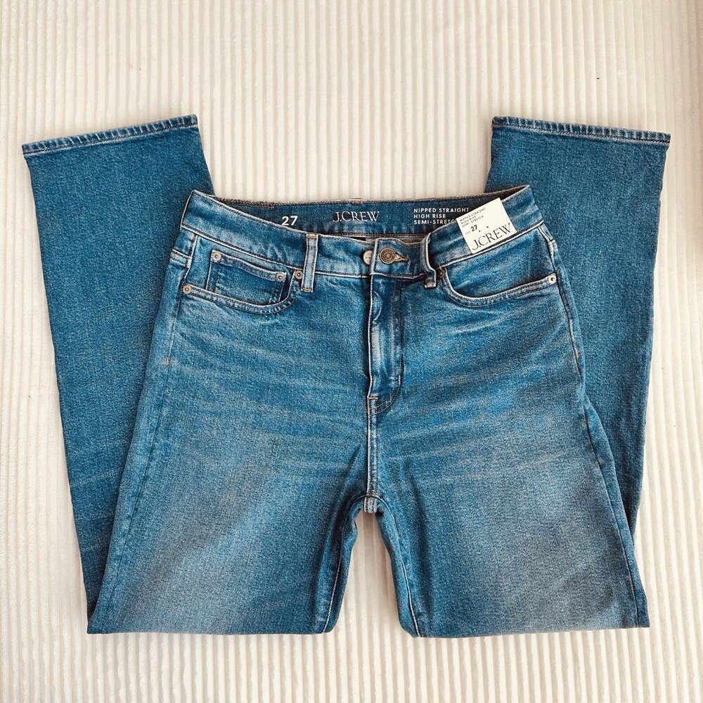 J.Crew Womens Hipped Straight Jean 27 High Rise Stretch Denim Classic NWT $158 - Picture 8 of 11